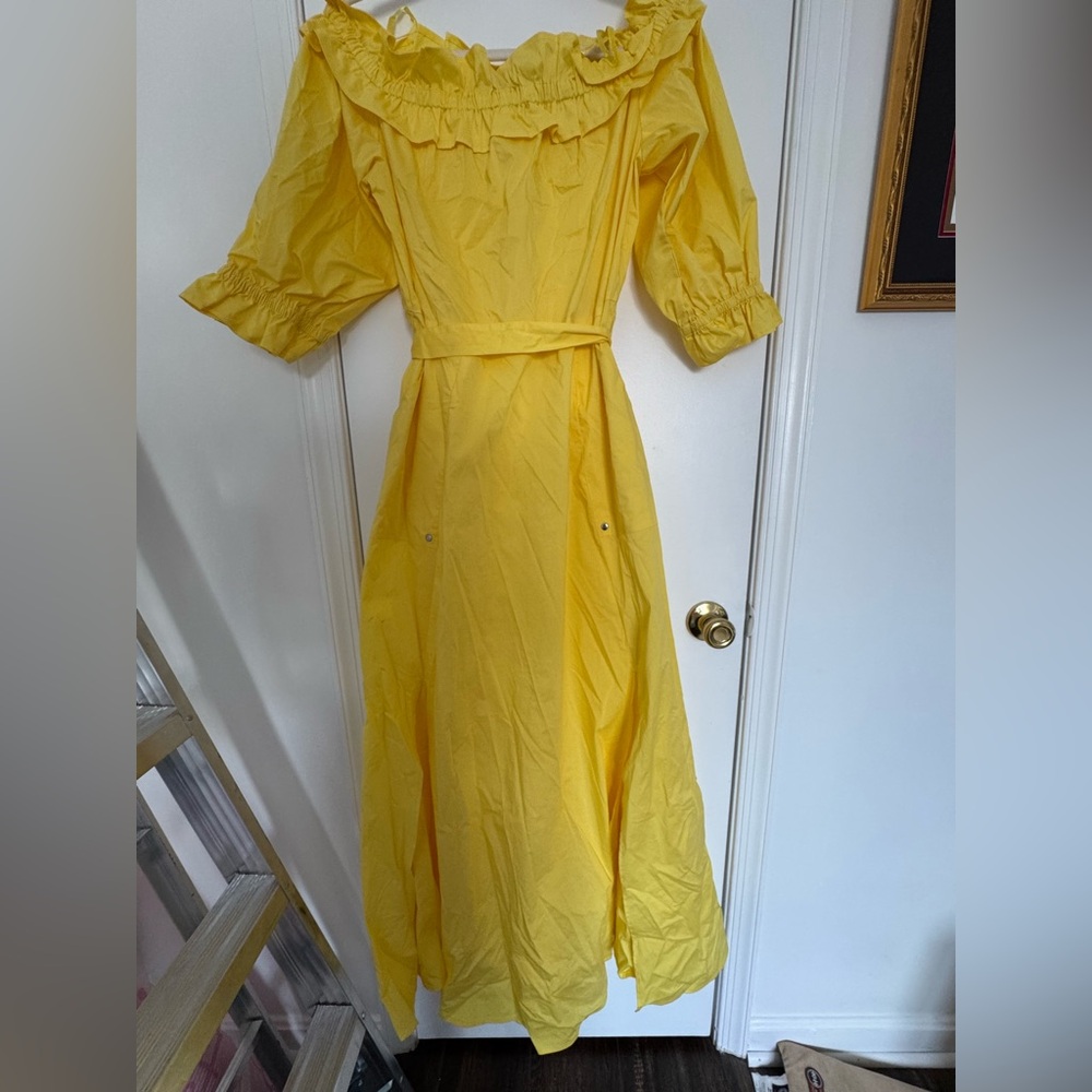 NWOT New York & company off shoulder Yellow Maxi Dress